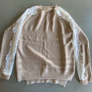 NWOT knit and lace sweater